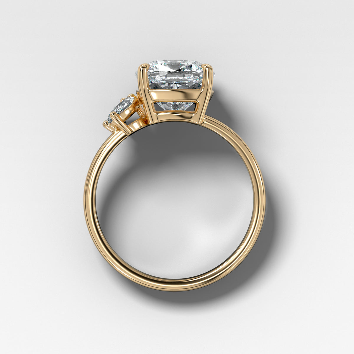 Lotus Engagement Ring With Cushion Cut Diamond