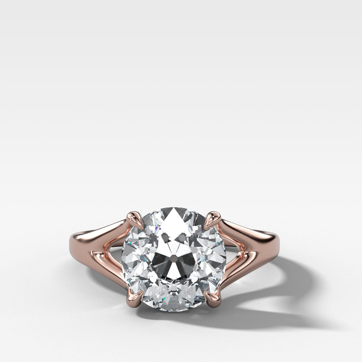 Split Shank Solitare with Old Euro Cut Engagement Good Stone Inc Rose Gold 14k 