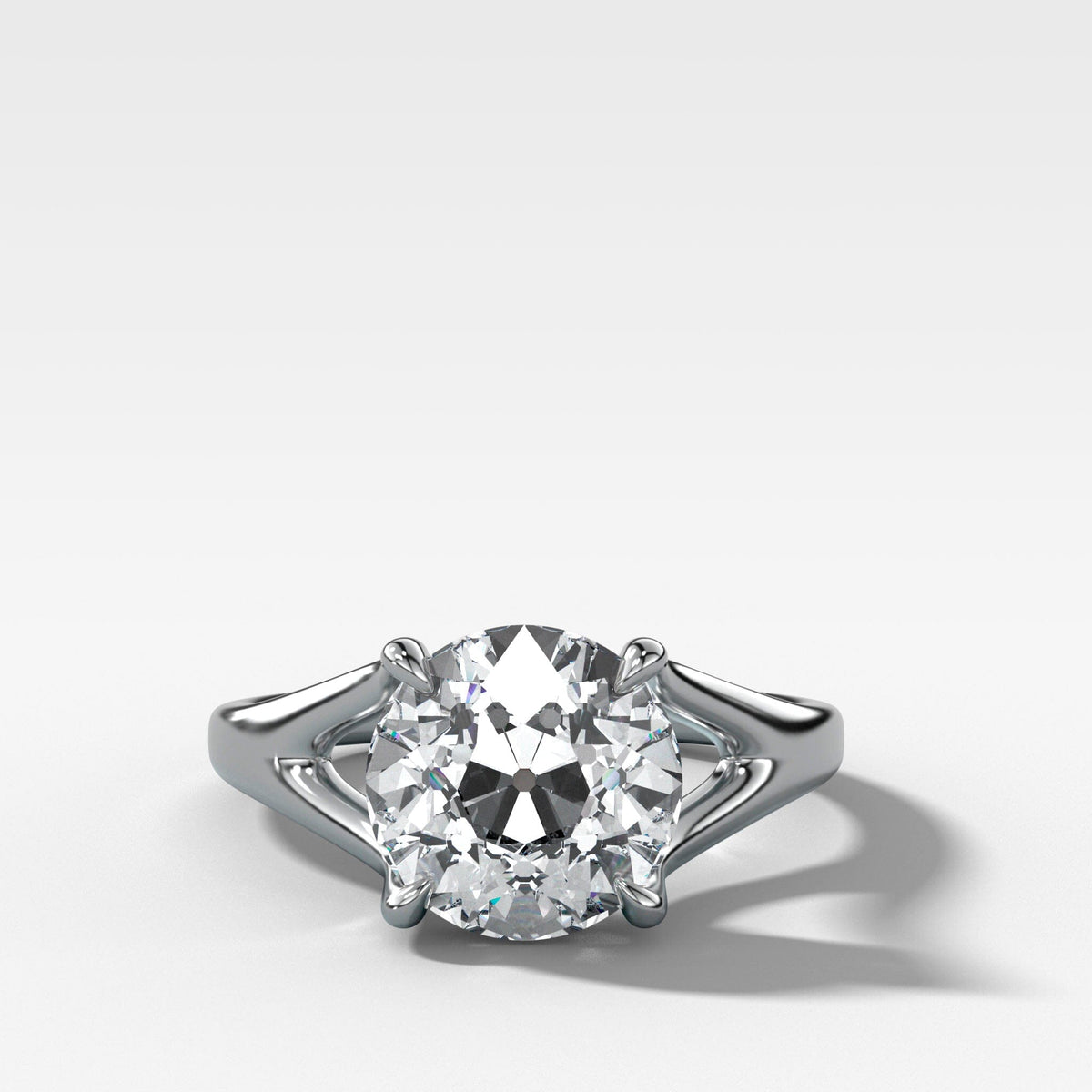 Split Shank Solitare with Old Euro Cut Engagement Good Stone Inc White Gold 14k 