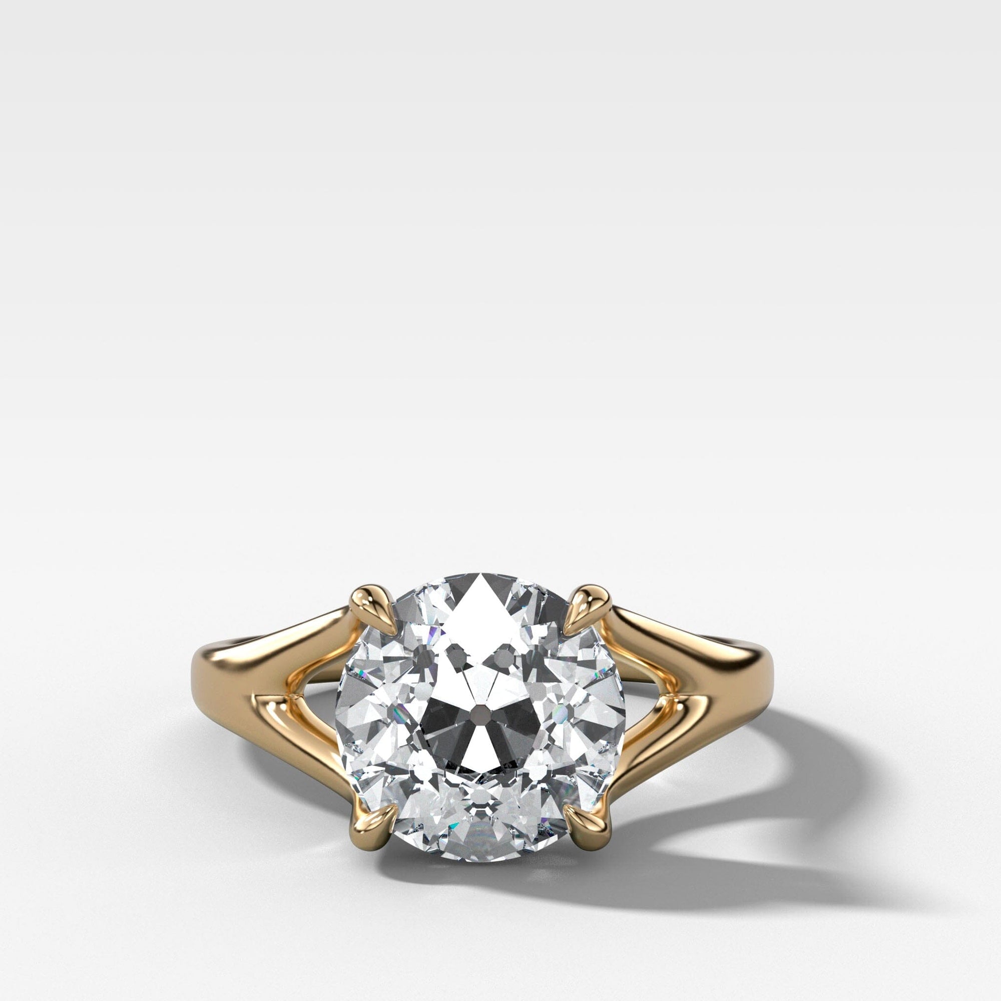Split Shank Solitare with Old Euro Cut Engagement Good Stone Inc Yellow Gold 14k 