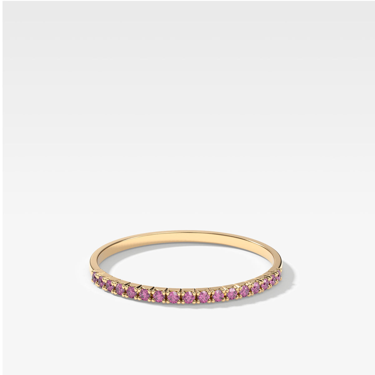 Petite French Pavé Wedding Band With Pink Sapphires