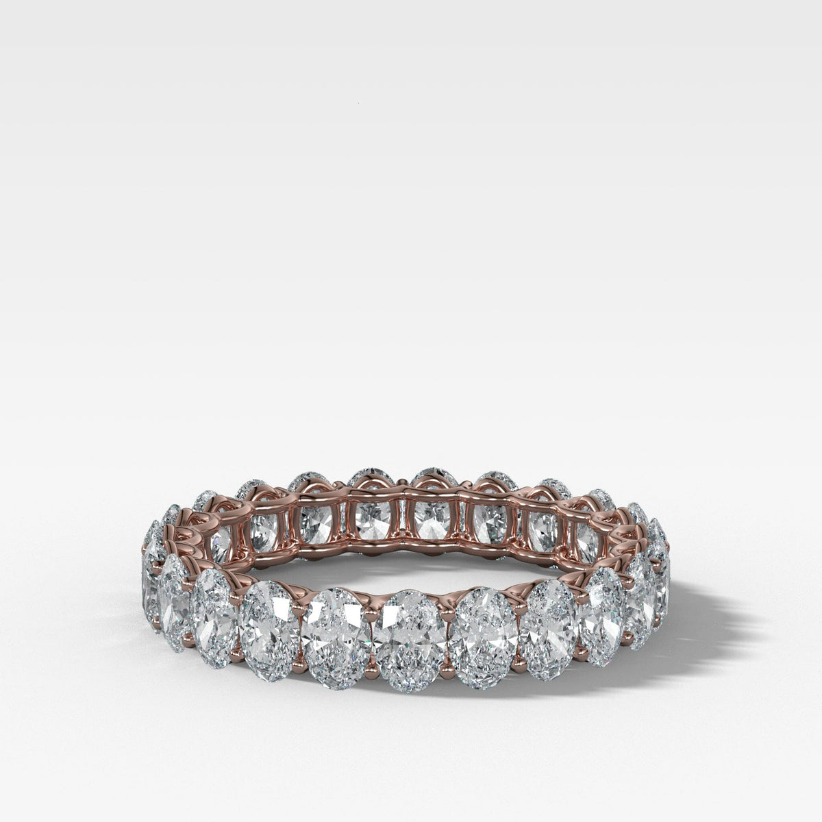 Petite Shared Prong Eternity Band with Oval diamonds Band Good Stone Inc Rose Gold 14k Natural