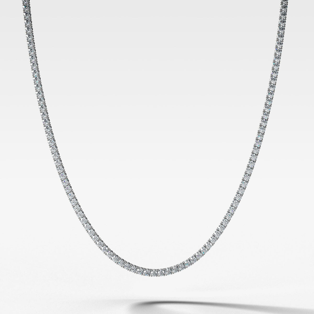 Straight Line Tennis Necklace (2.9mm - 15.00ctw) Necklace Good Stone Inc White Gold 14k Natural