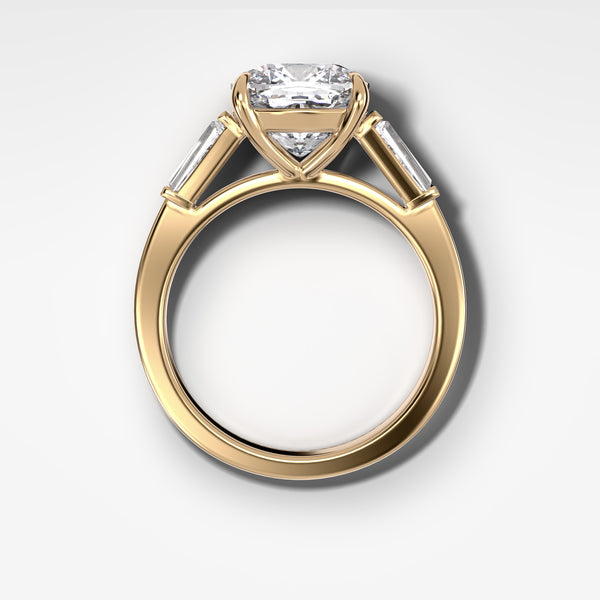 Translunar Tapered Baguette Engagement Ring With Cushion Cut