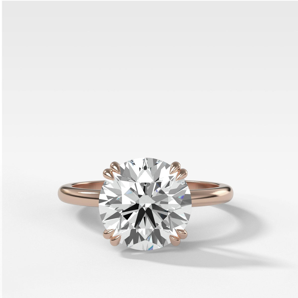 Signature Cathedral Solitaire With Round Cut Ring by Good Stone in Rose Gold