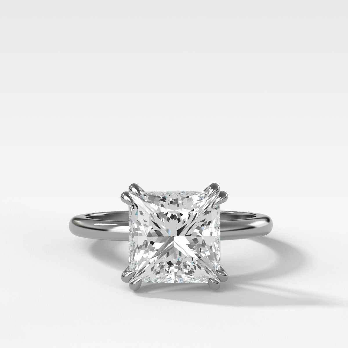 Signature Cathedral Solitaire With Princess Cut by Good Stone in White Gold