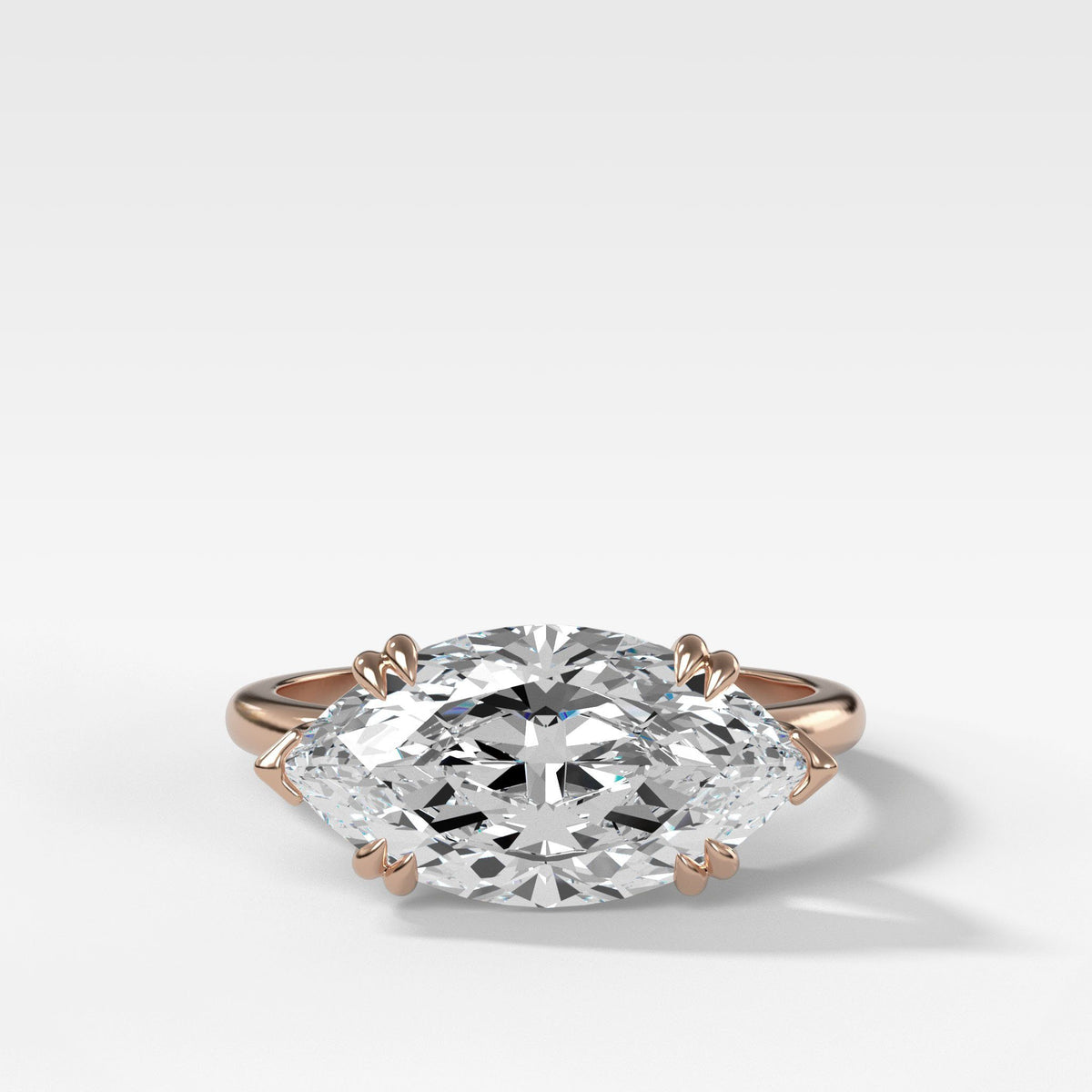 Signature Cathedral Solitaire With Marquise Cut (East West) by Good Stone in Rose Gold