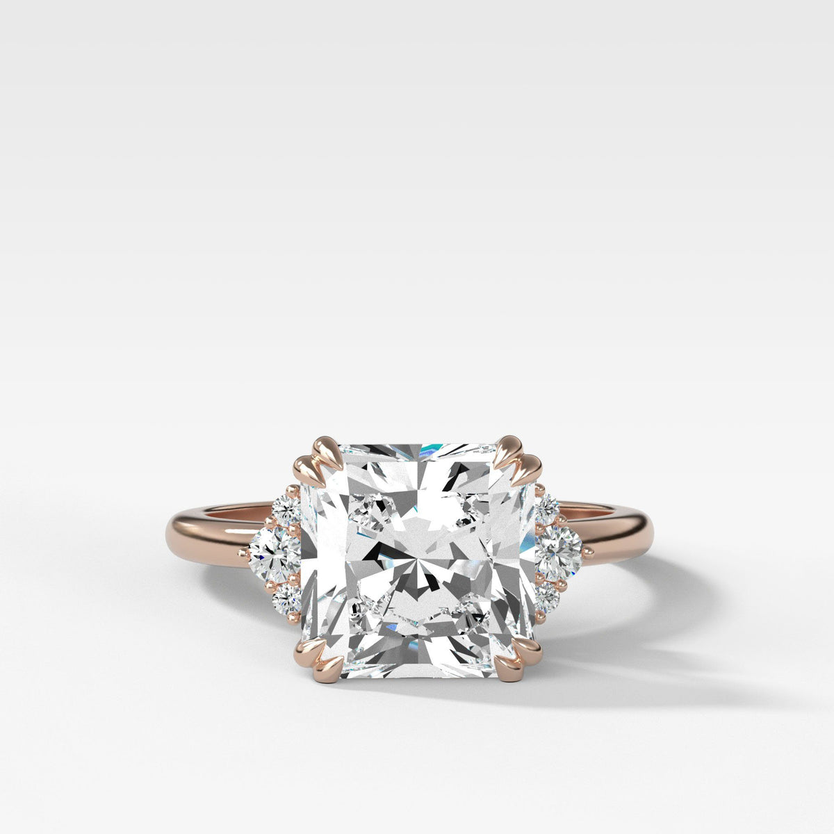 Signature Cluster Engagement Ring With Radiant Cut by Good Stone in Rose Gold