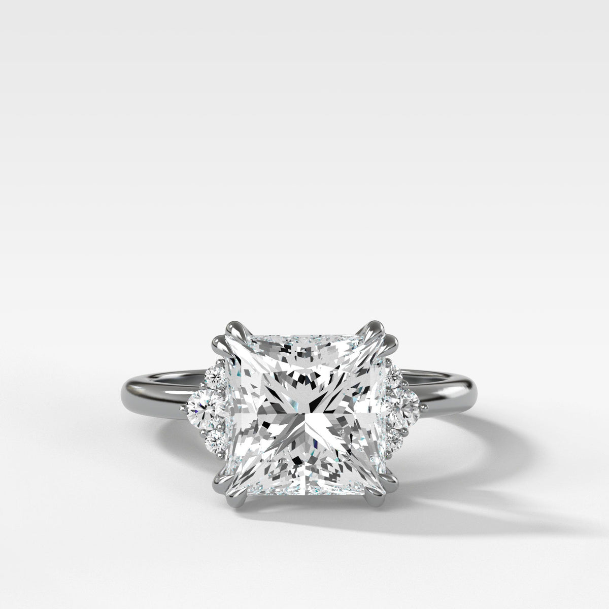 Signature Cluster Engagement Ring With Princess Cut by Good Stone in White Gold