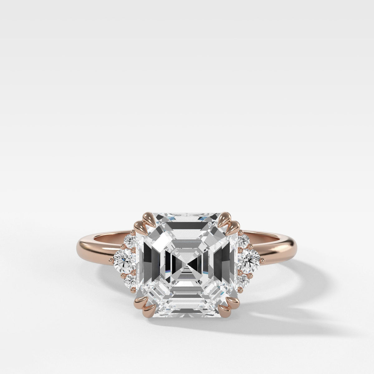 Signature Cluster Engagement Ring With Asscher Cut by Good Stone in Rose Gold