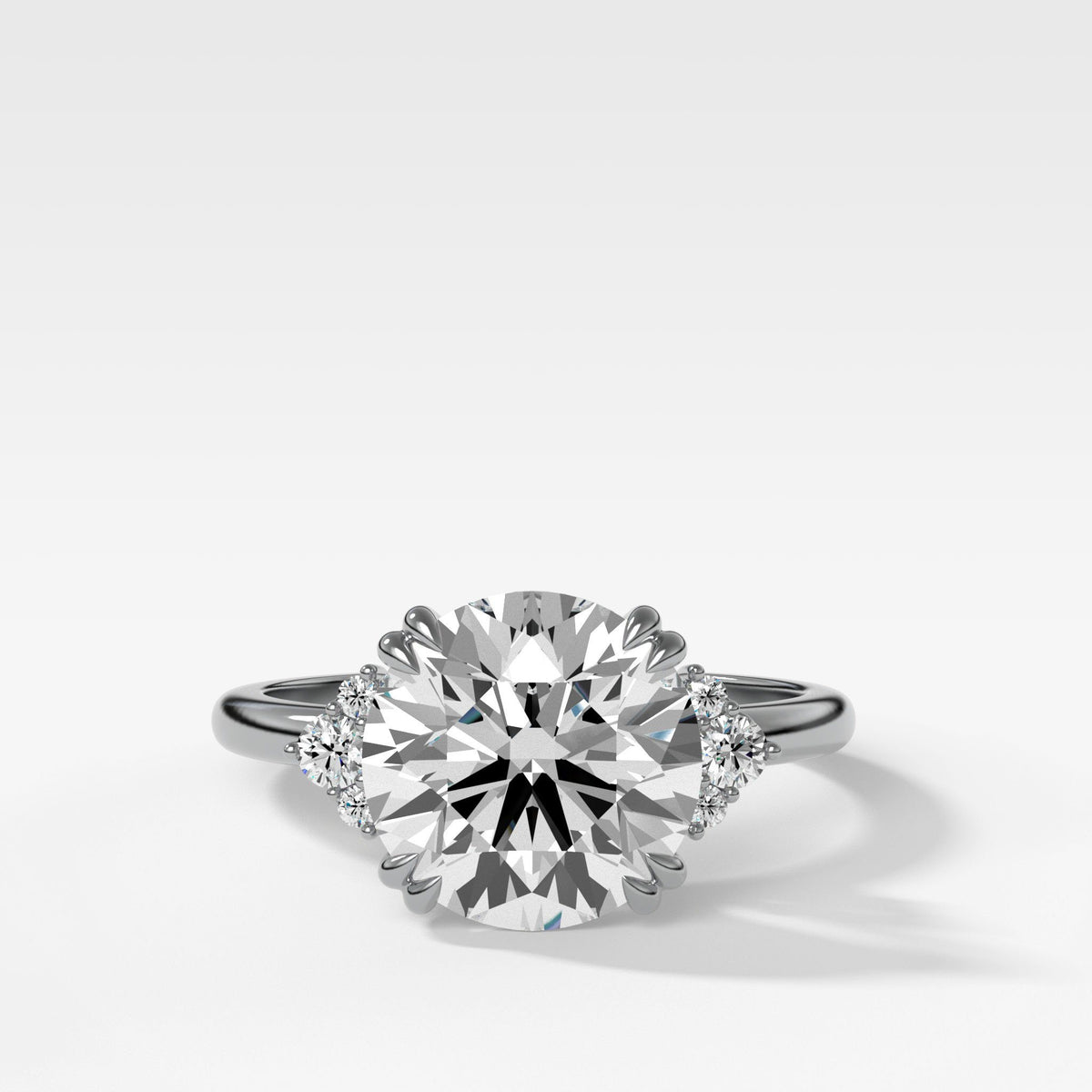 Signature Cluster Engagement Ring With Round Cut by Good Stone in White Gold