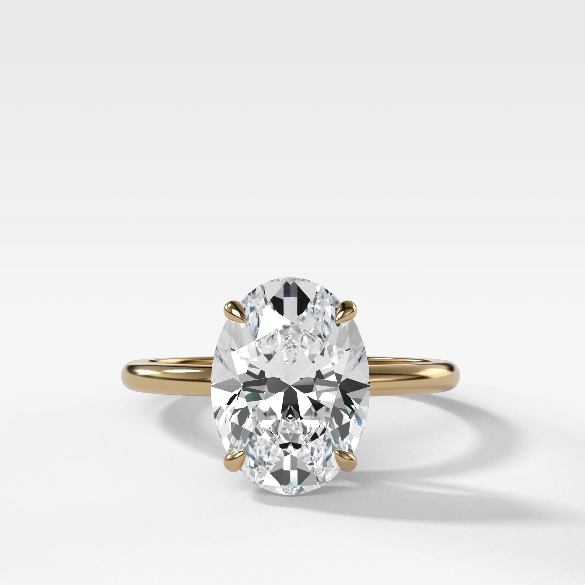 Thin + Simple Solitaire With 3.08ct Oval Cut by Good Stone in Yellow Gold