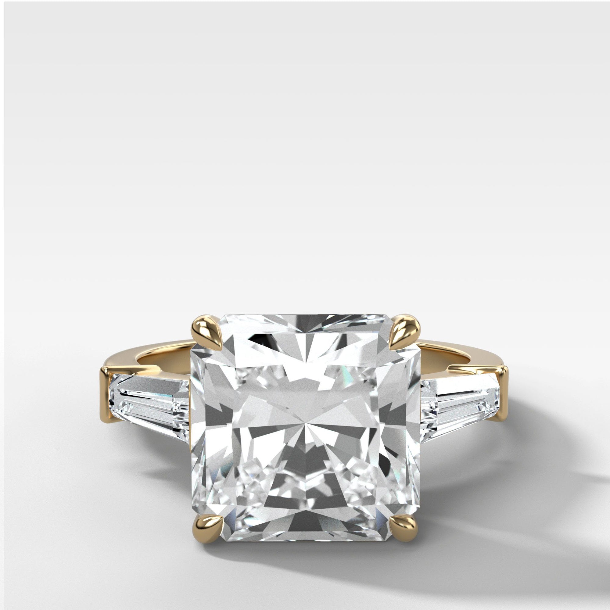 Translunar Tapered Baguette Engagement Ring With Square Cut by Good Stone in Yellow Gold