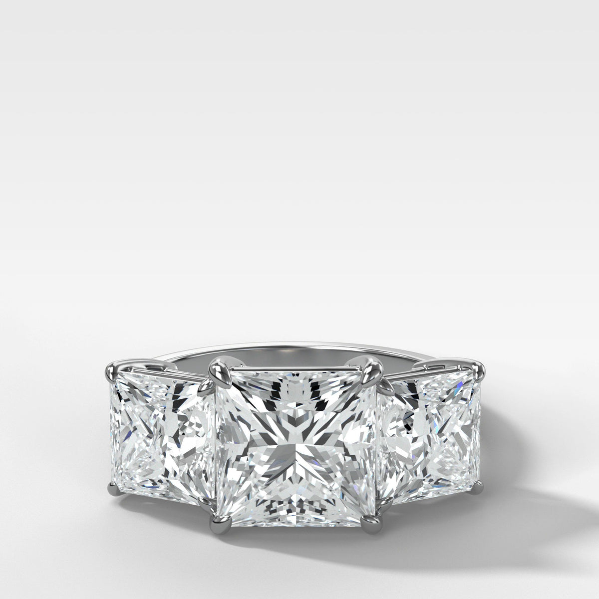 Triad Ring With Princess Cut by Good Stone in White Gold