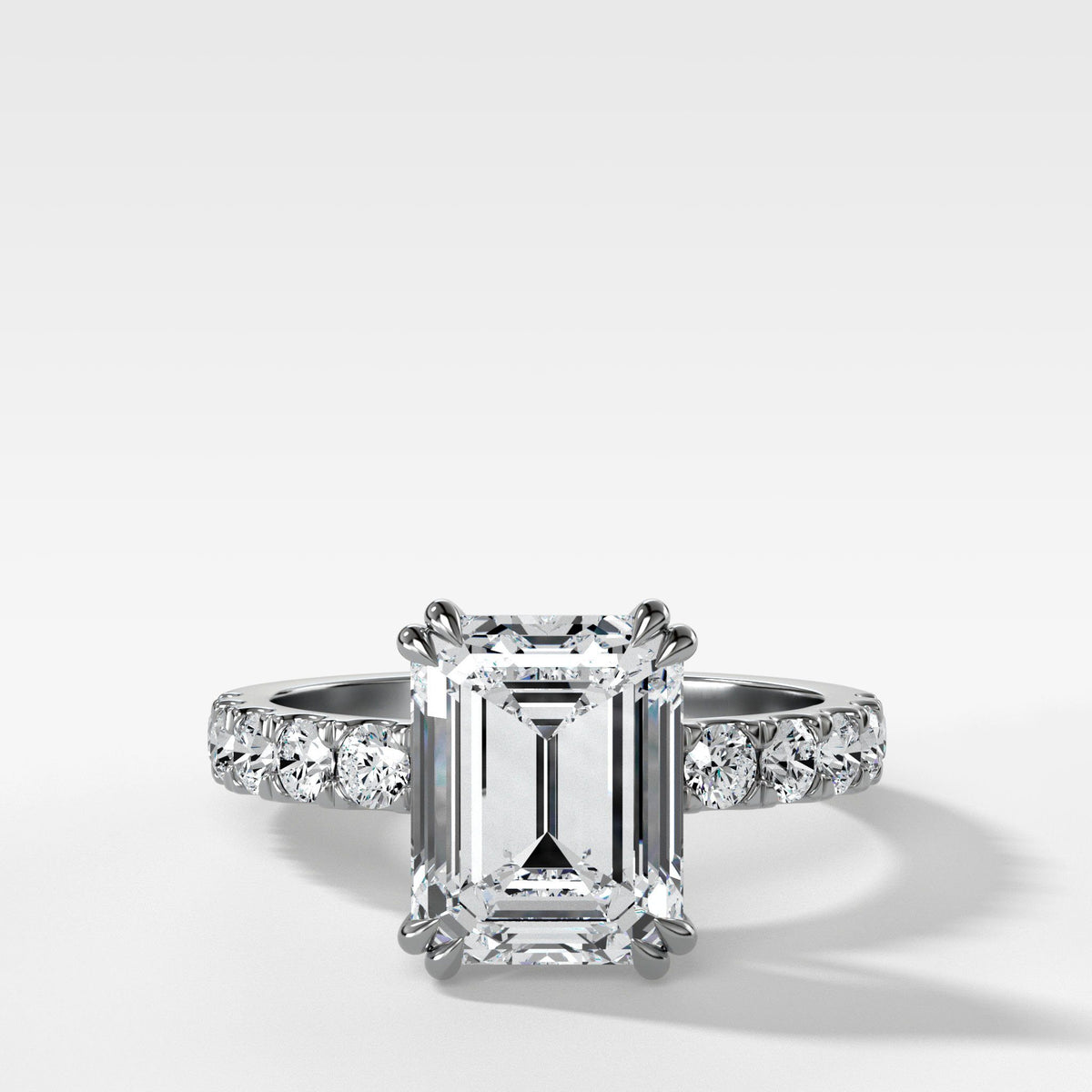 Zenith Ring With Emerald Cut by Good Stone in White Gold