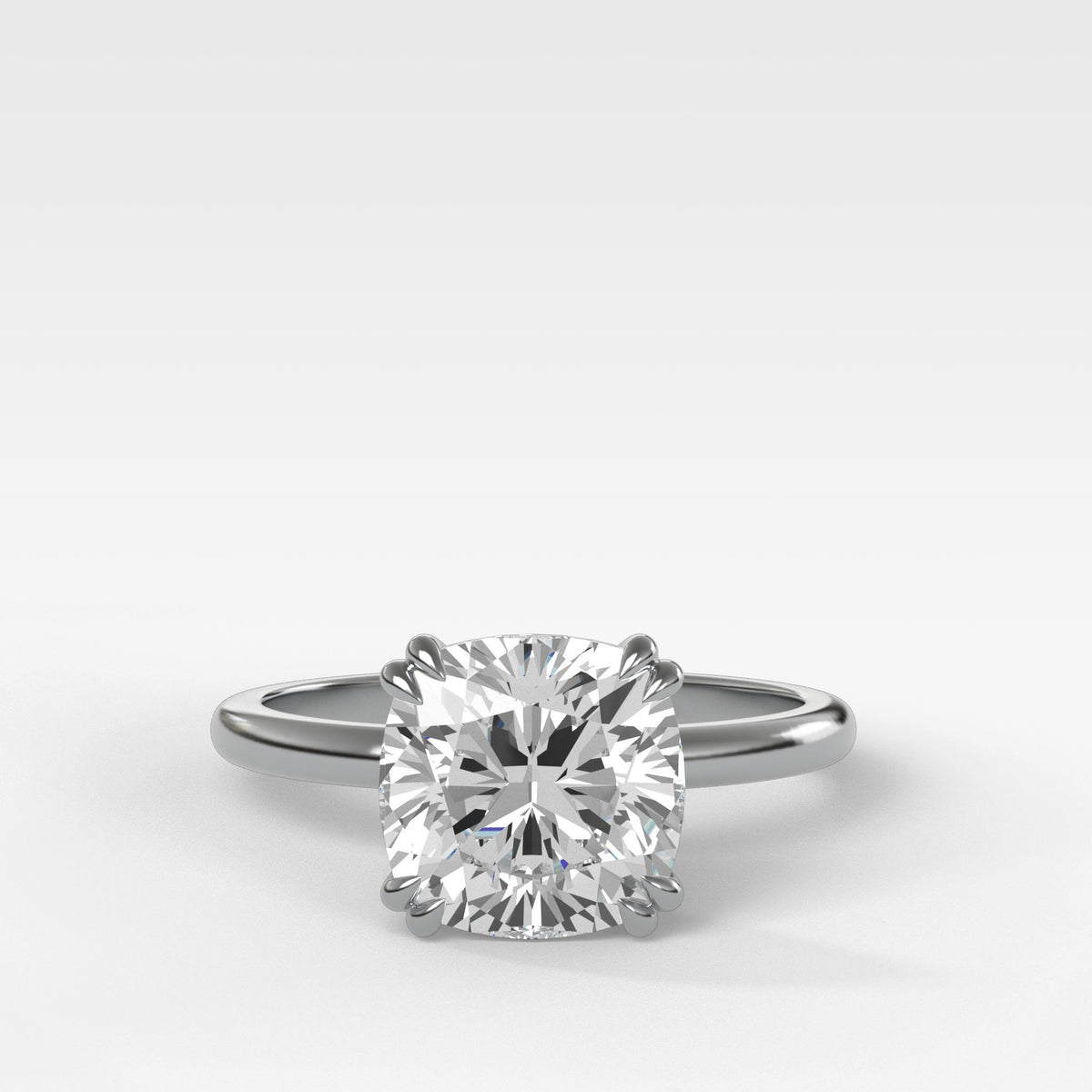 Signature Cathedral Solitaire With Cushion Cut by Good Stone in White Gold