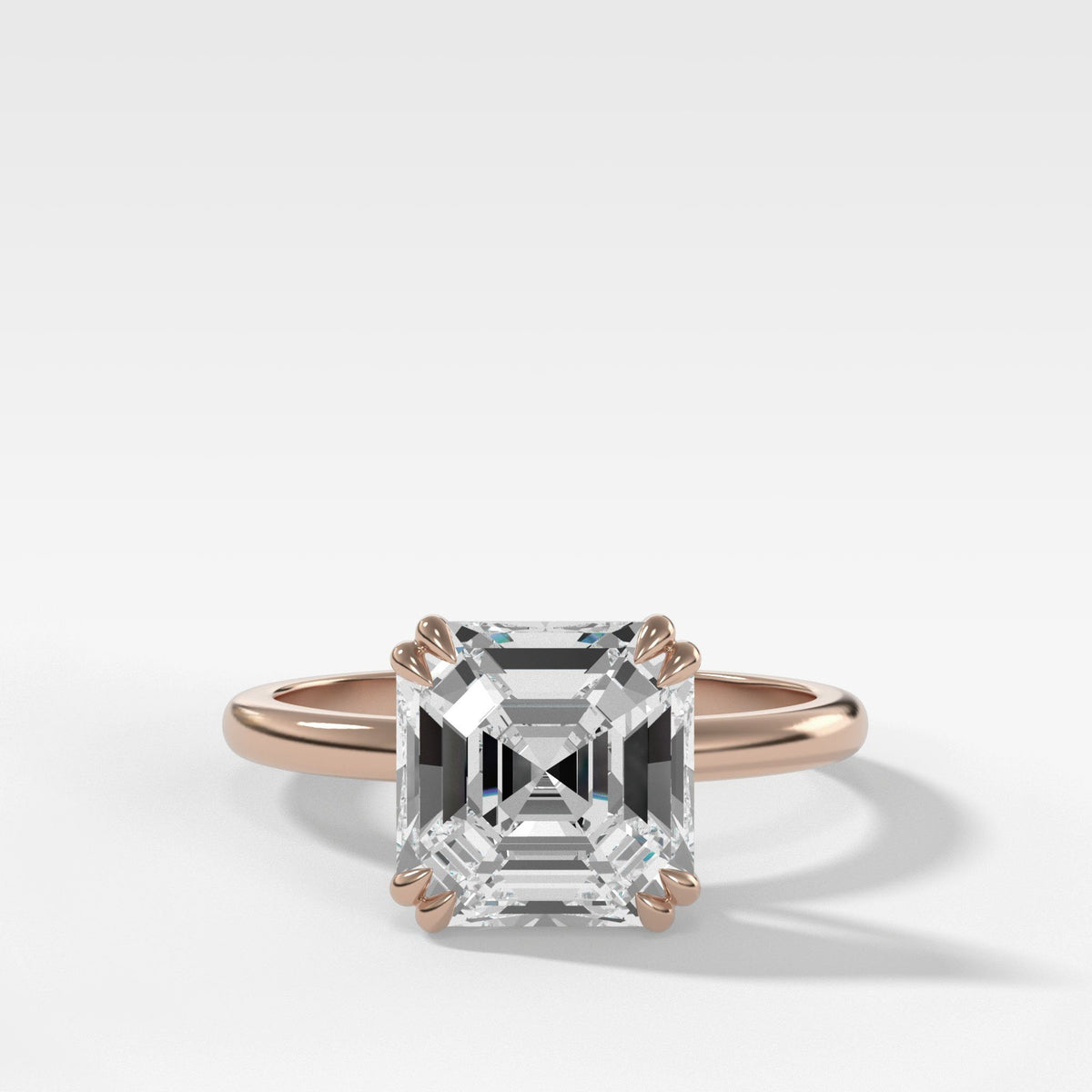 Signature Cathedral Solitaire With Asscher Cut by Good Stone in Rose Gold