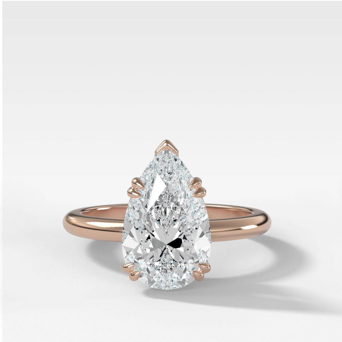 Signature Cathedral Solitaire With Pear Cut by Good Stone in Rose Gold