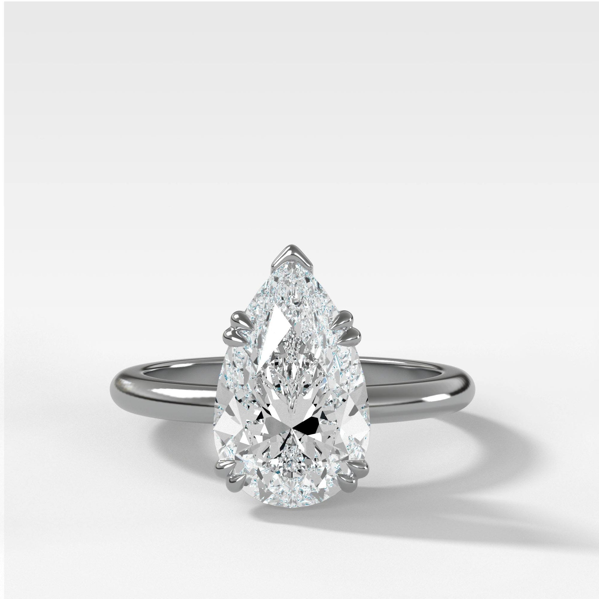 Signature Cathedral Solitaire With Pear Cut by Good Stone in Yellow Gold