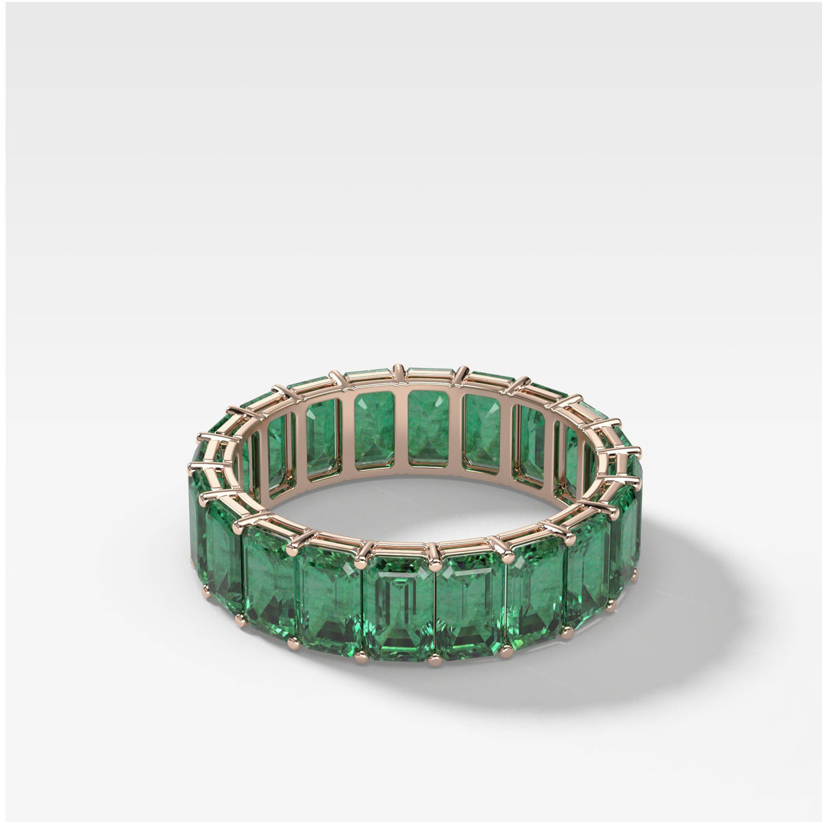 Green Emerald Emerald Cut Eternity band by Good Stone in Rose Gold