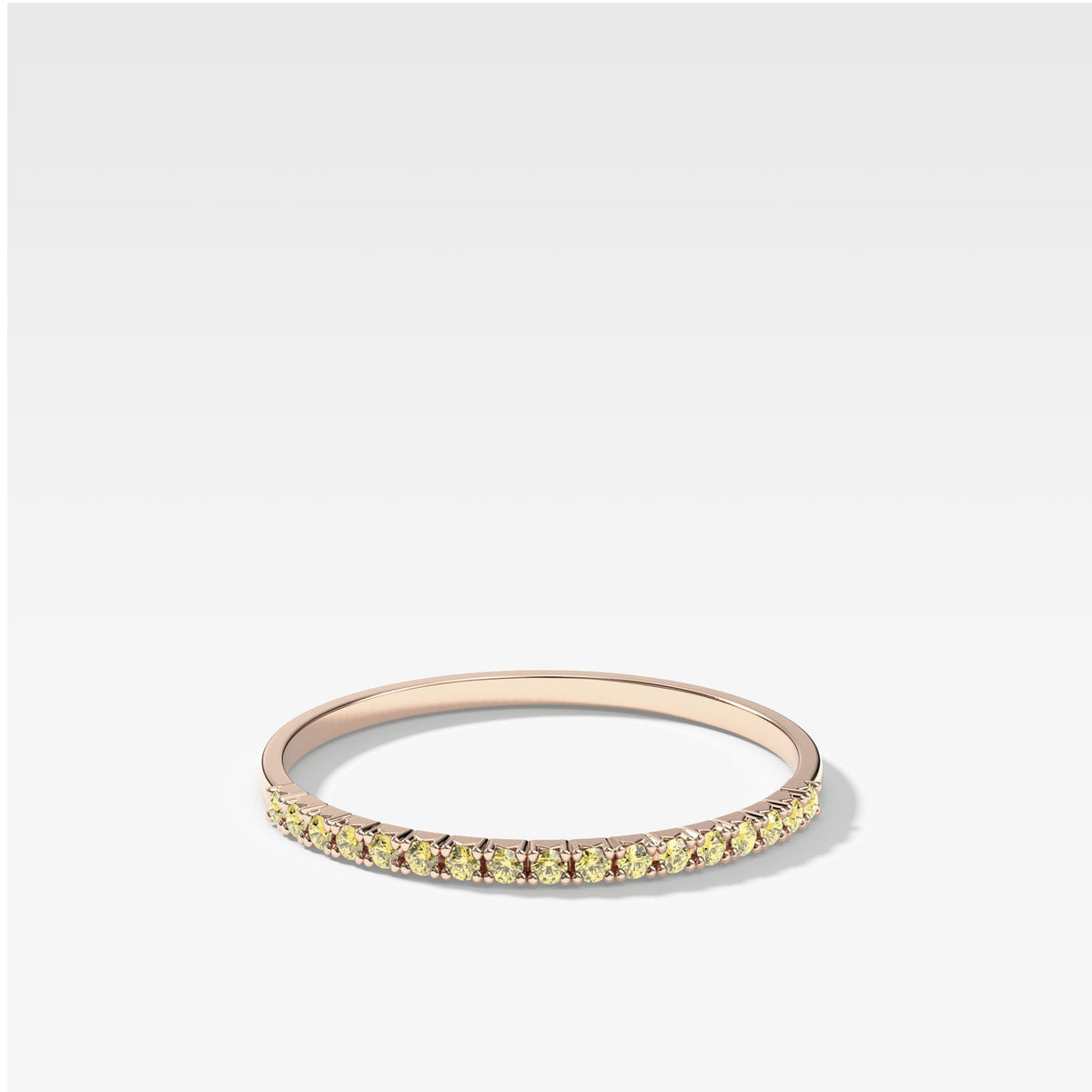 Petite French Pavé Stacker with Yellow Diamonds by Good Stone in Rose Gold