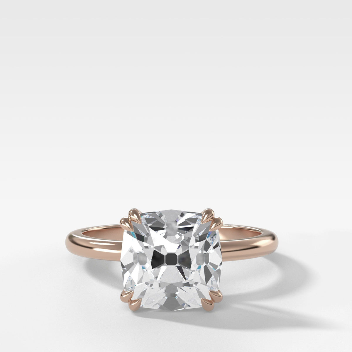 Signature Cathedral Solitaire With Old Mine Cut by Good Stone in Rose Gold