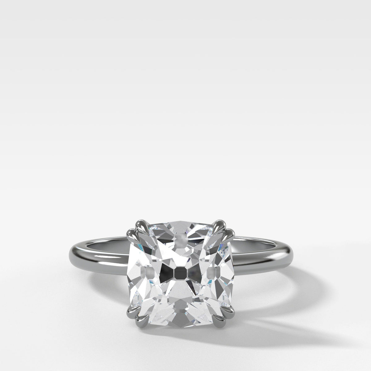 Signature Cathedral Solitaire With Old Mine Cut by Good Stone in White Gold