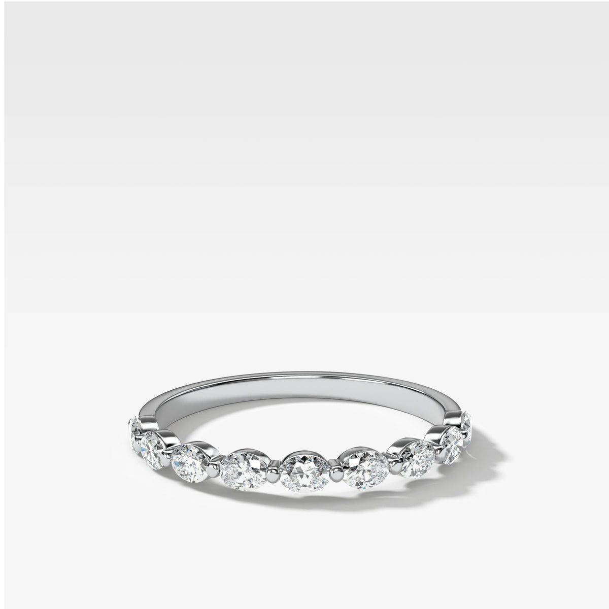 Oval Interstellar Wedding Band by Good Stone in White Gold