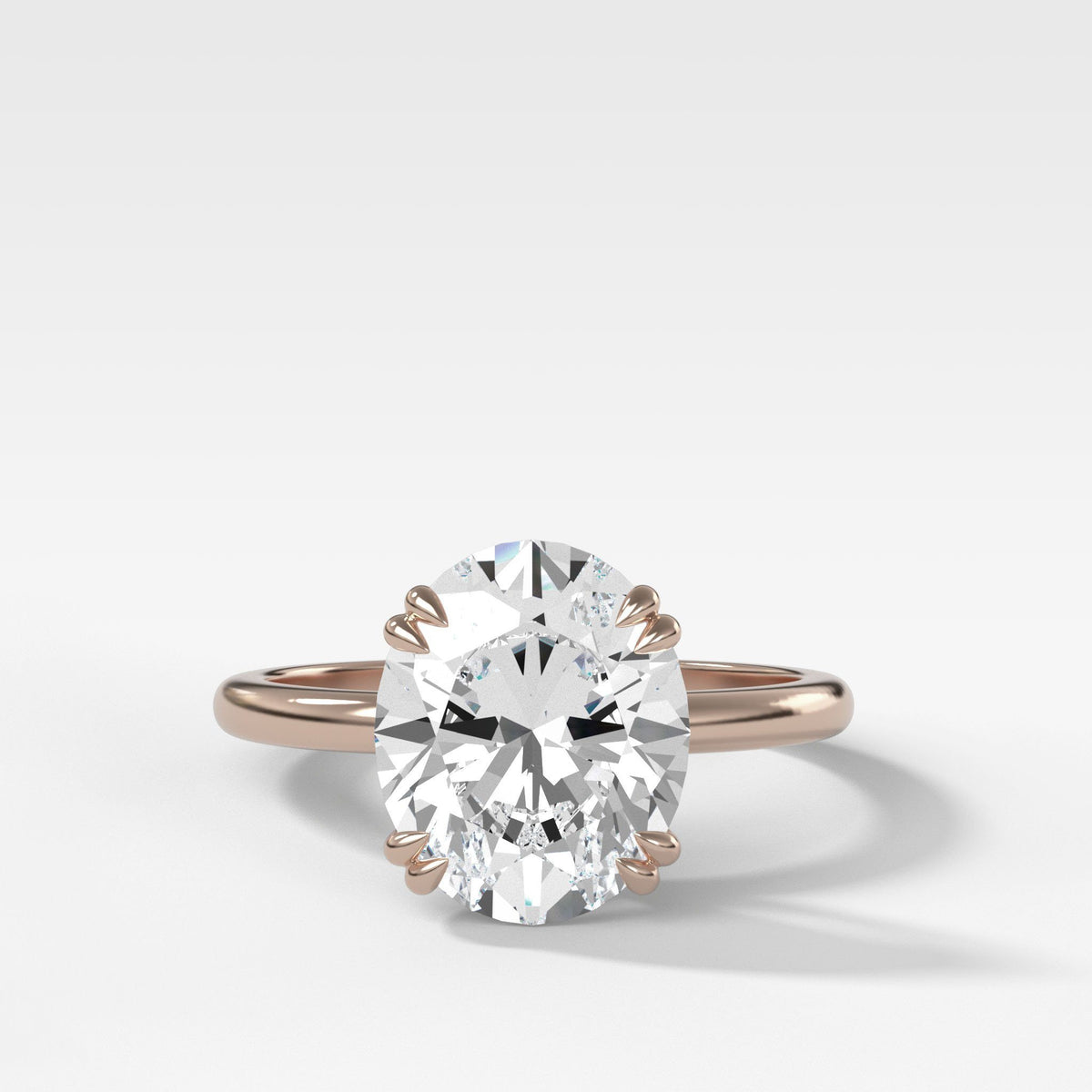 Signature Cathedral Solitaire With Oval Cut by Good Stone in Rose Gold