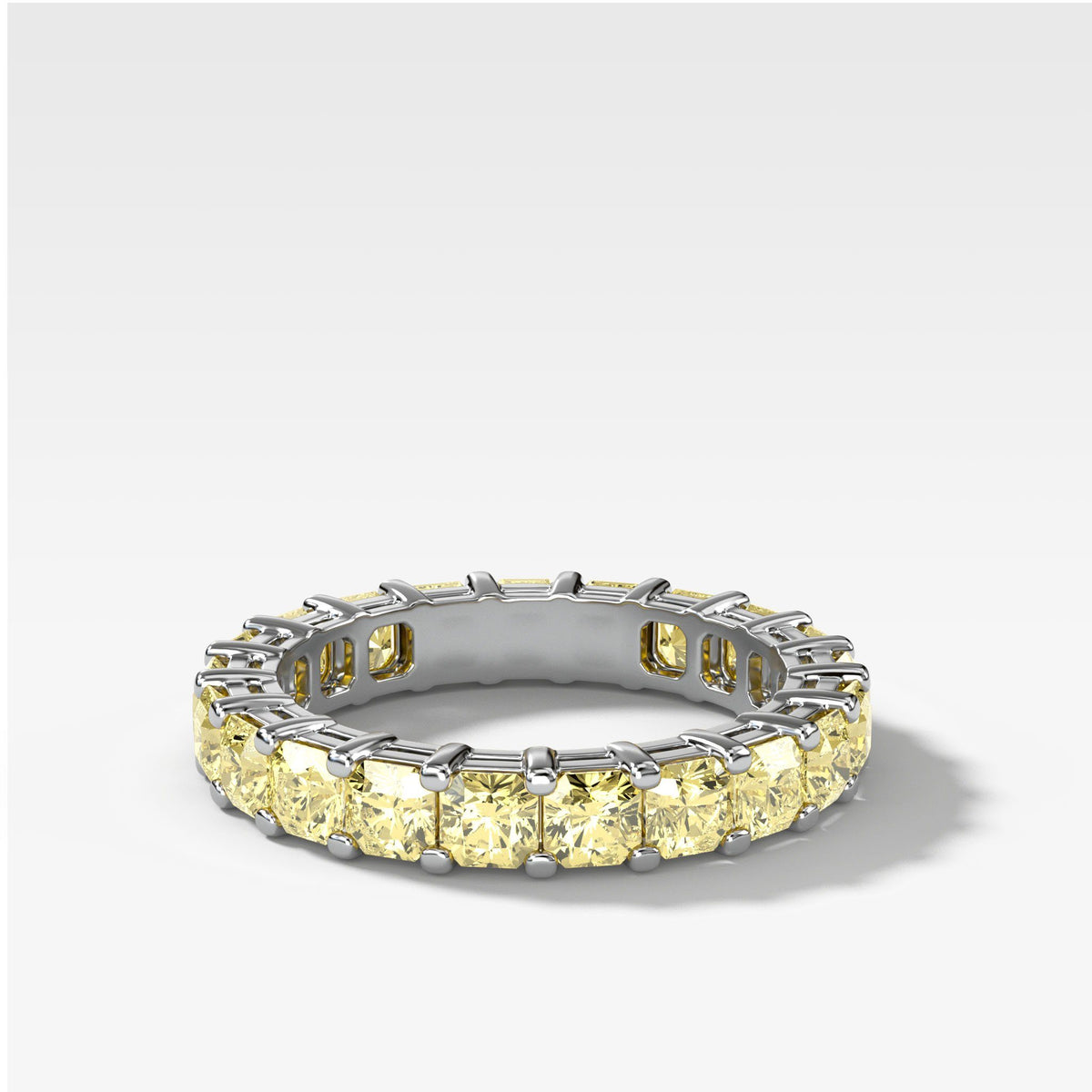 Yellow Radiant Cut Constellation Eternity Band by Good Stone in White Gold