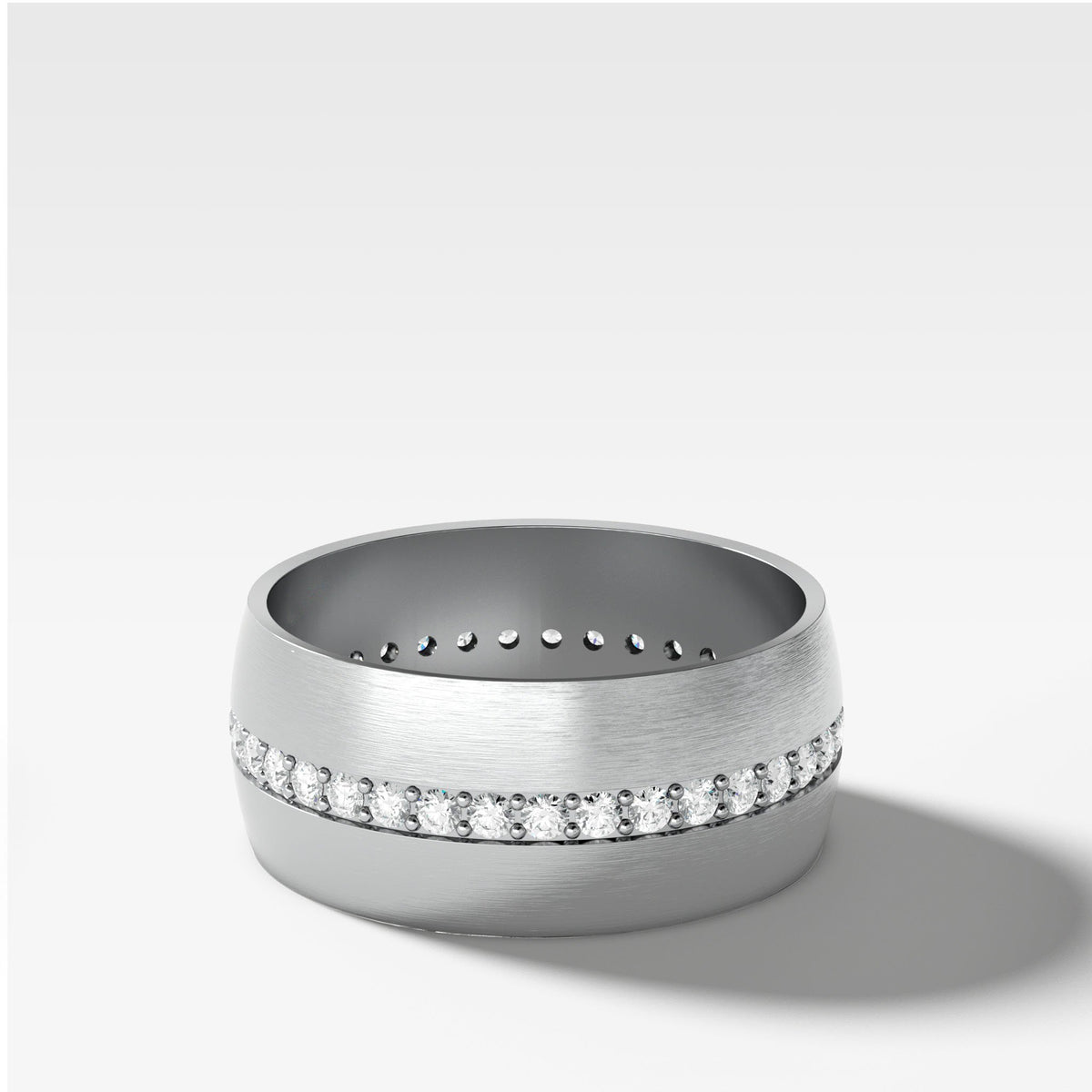 Wide Dome Diamond Pavé Eternity Band by Good Stone in White Gold
