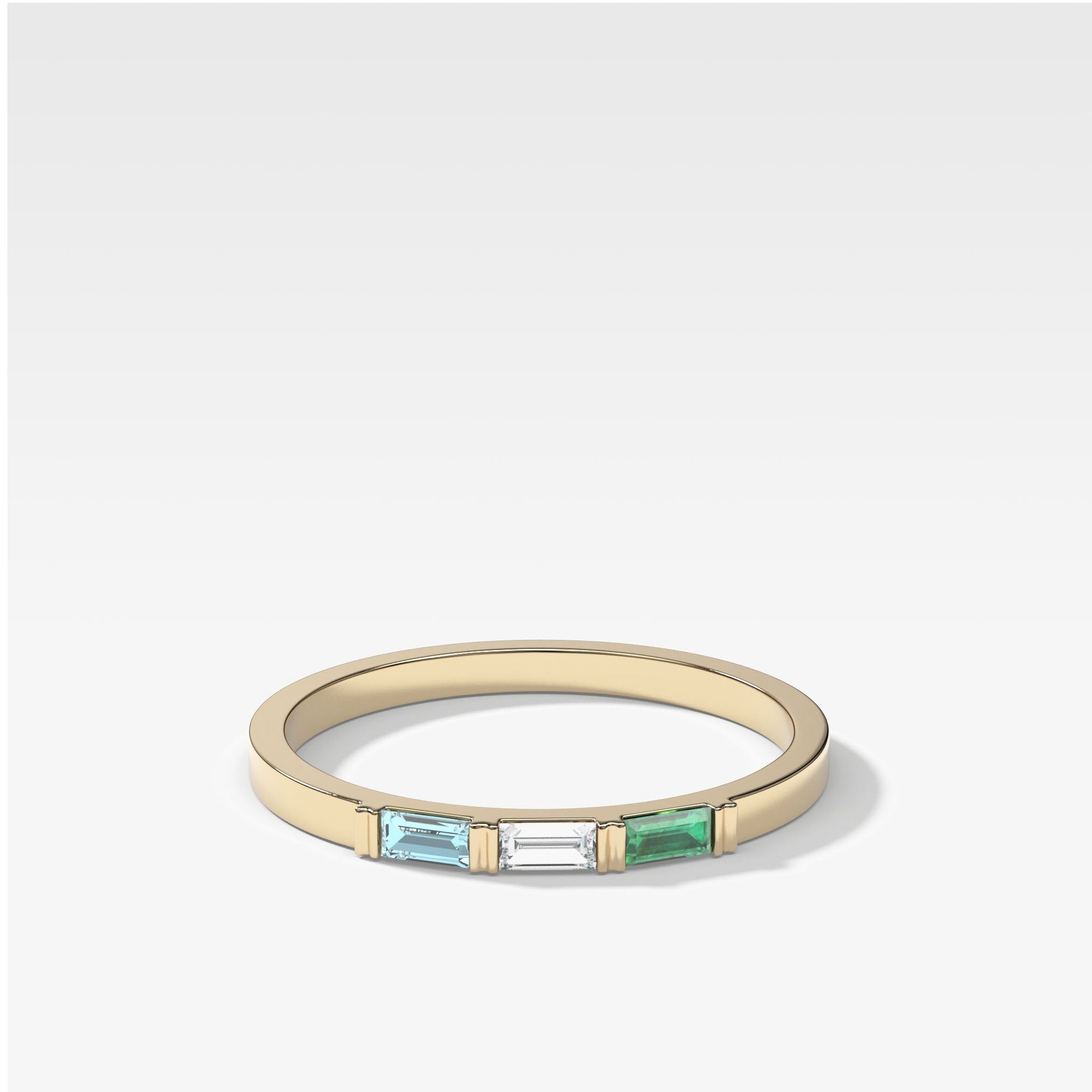 Three Stone Baguette Stacker by Good Stone in Yellow Gold