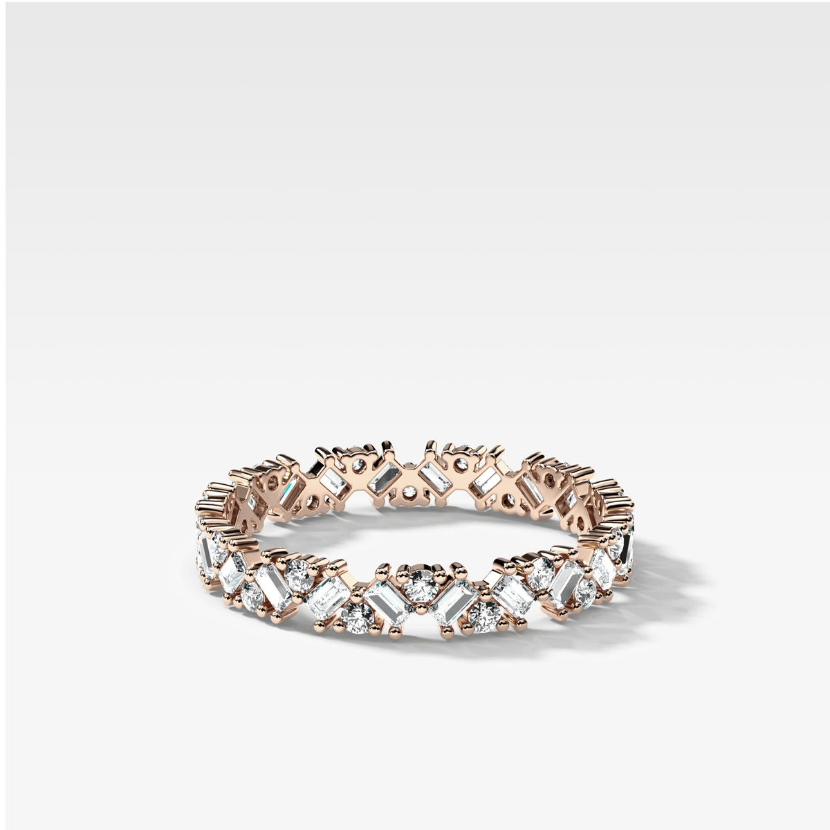 Baguette Diamond Medley Eternity Band by Good Stone in Rose Gold