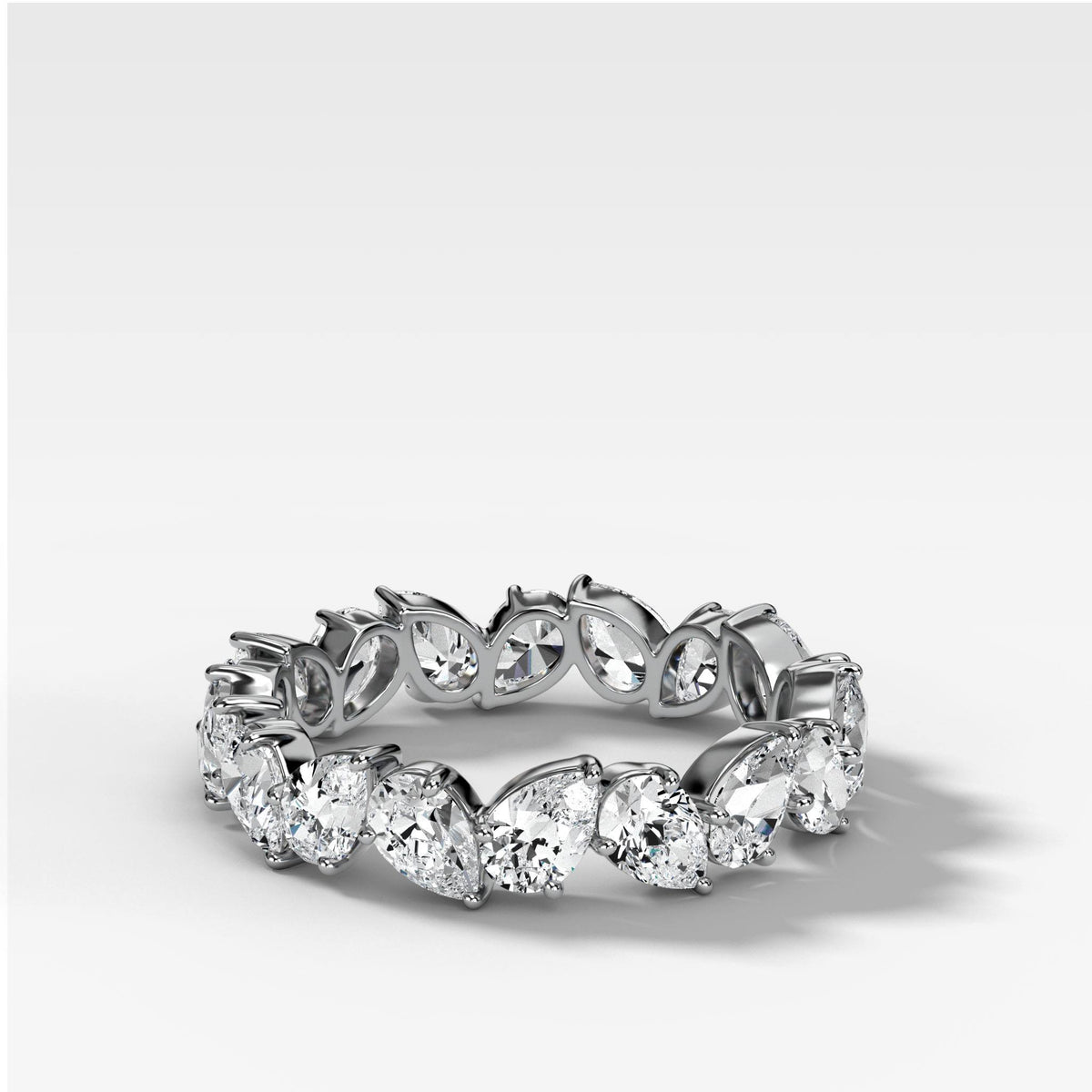 Claw Set Eternity Band With Pear Diamonds by Good Stone in White Gold
