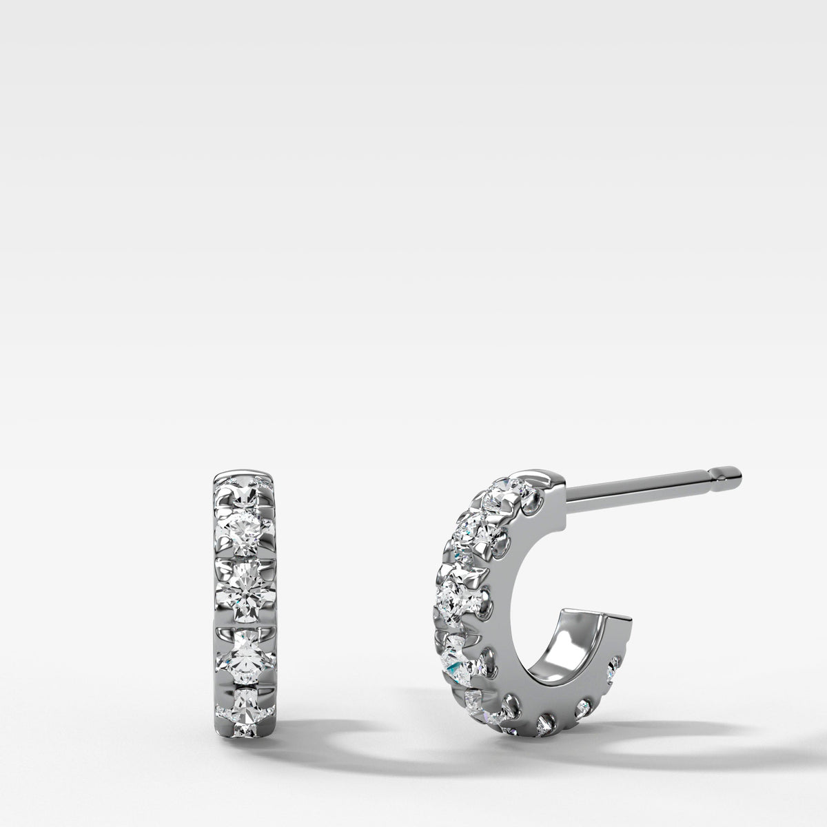 French-Set 8mm Huggie Earrings in White Gold by Good Stone