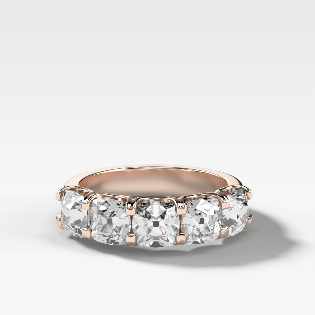 Five Stone Shared Prong Diamond Band With Old Mine Cuts (2.75ctw) by Good Stone in Rose Gold