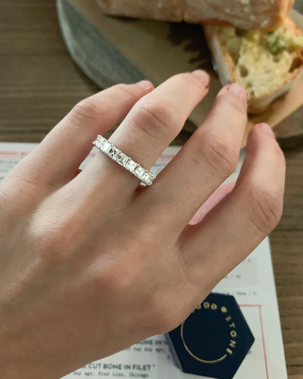 Asscher Cut Constellation Eternity Band by Good Stone available in Gold and Platinum