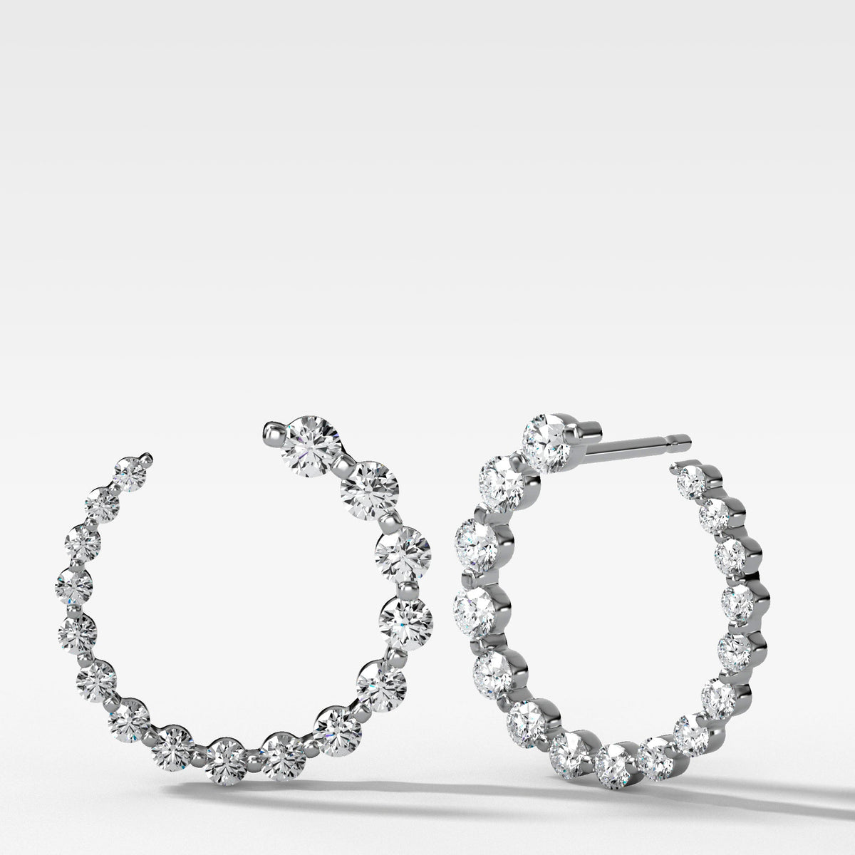 Diamond Front-Back Earrings in White Gold by Good Stone