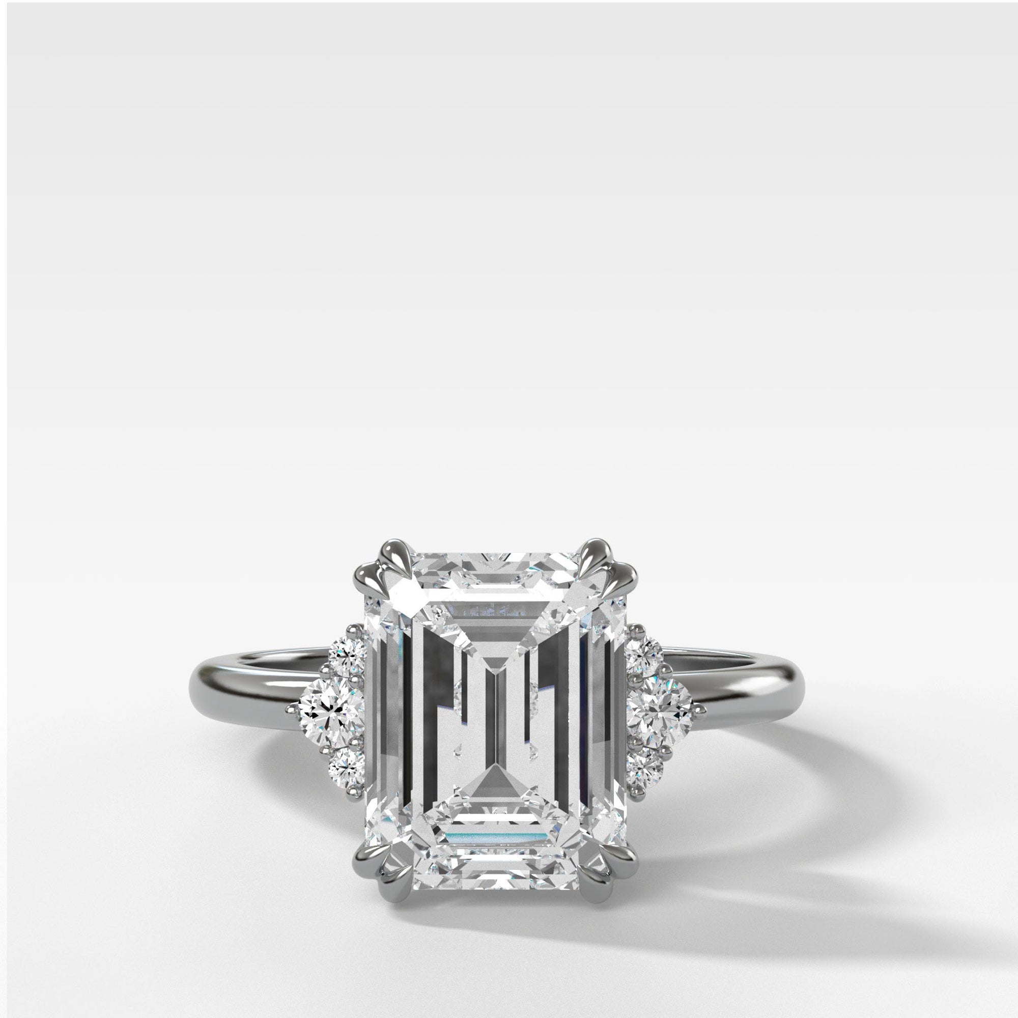 Signature Cluster Engagement Ring With Emerald Cut by Good Stone in Yellow Gold
