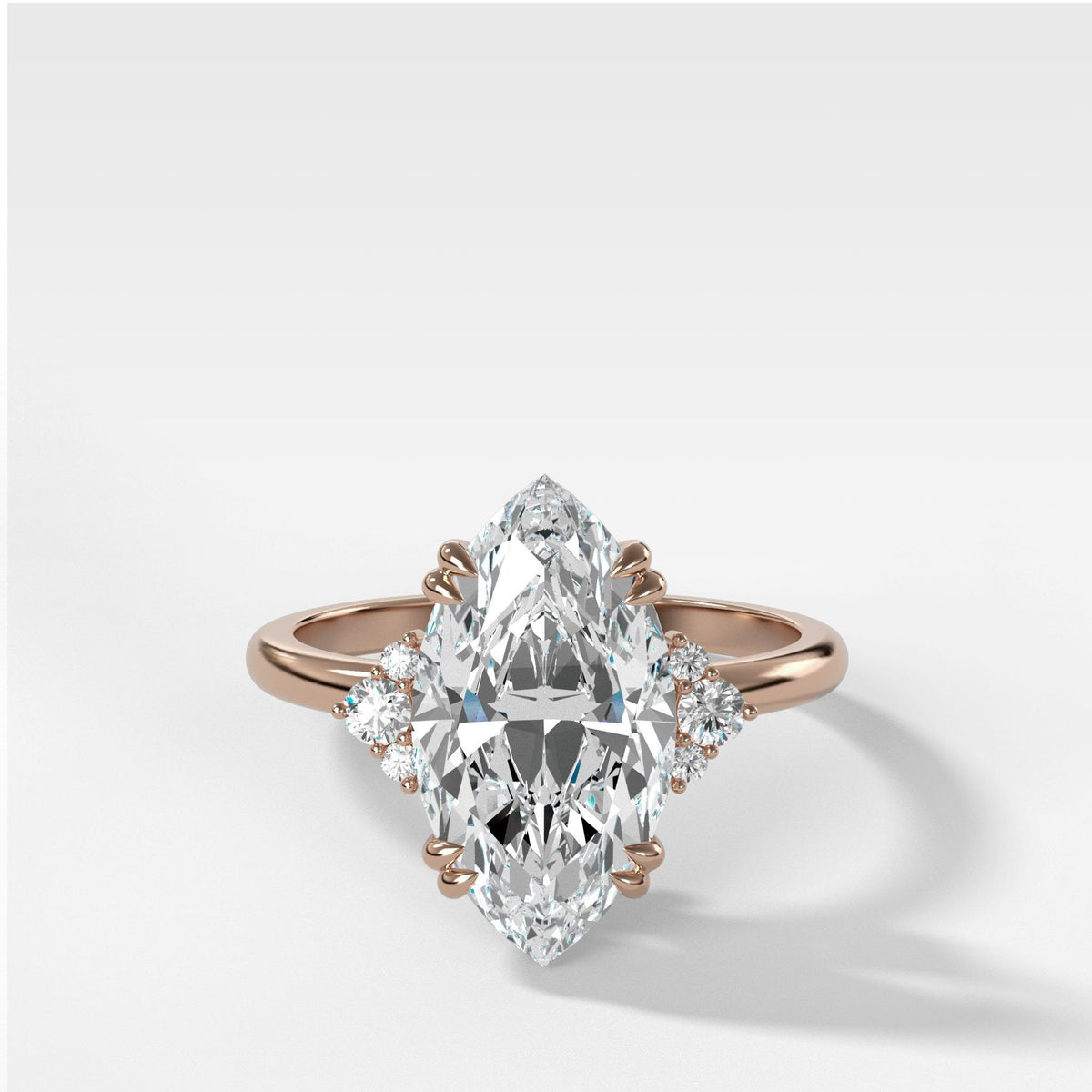 Signature Cluster Engagement Ring With Marquise Cut by Good Stone in Rose Gold