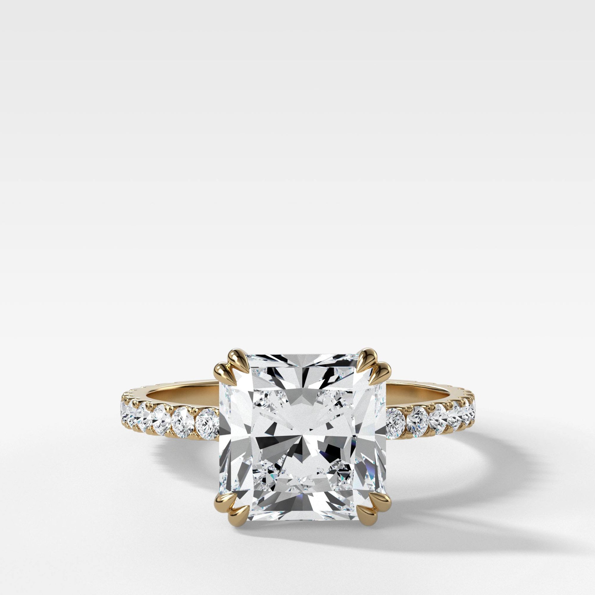 Signature Pave Engagement Ring With Radiant Square Cut by Good Stone in Yellow Gold