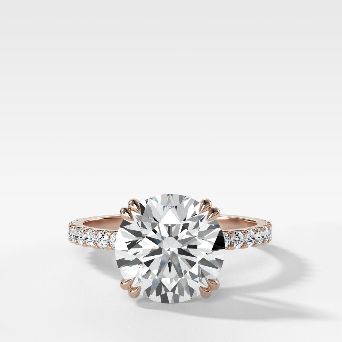 Signature Pavé Engagement Ring With Round Cut by Good Stone in Rose Gold