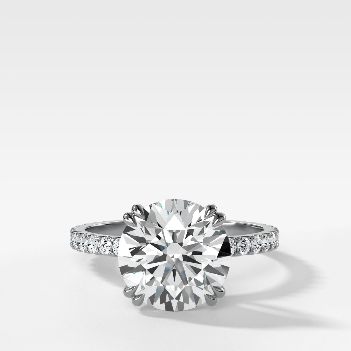 Signature Pavé Engagement Ring With Round Cut by Good Stone in White Gold