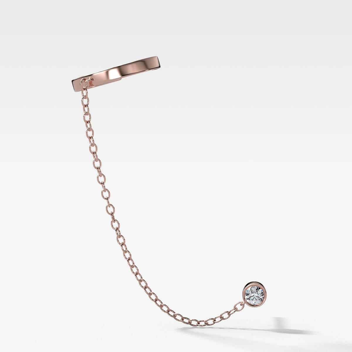 Ear Cuff Single with Diamond Chain in Rose Gold by Good Stone