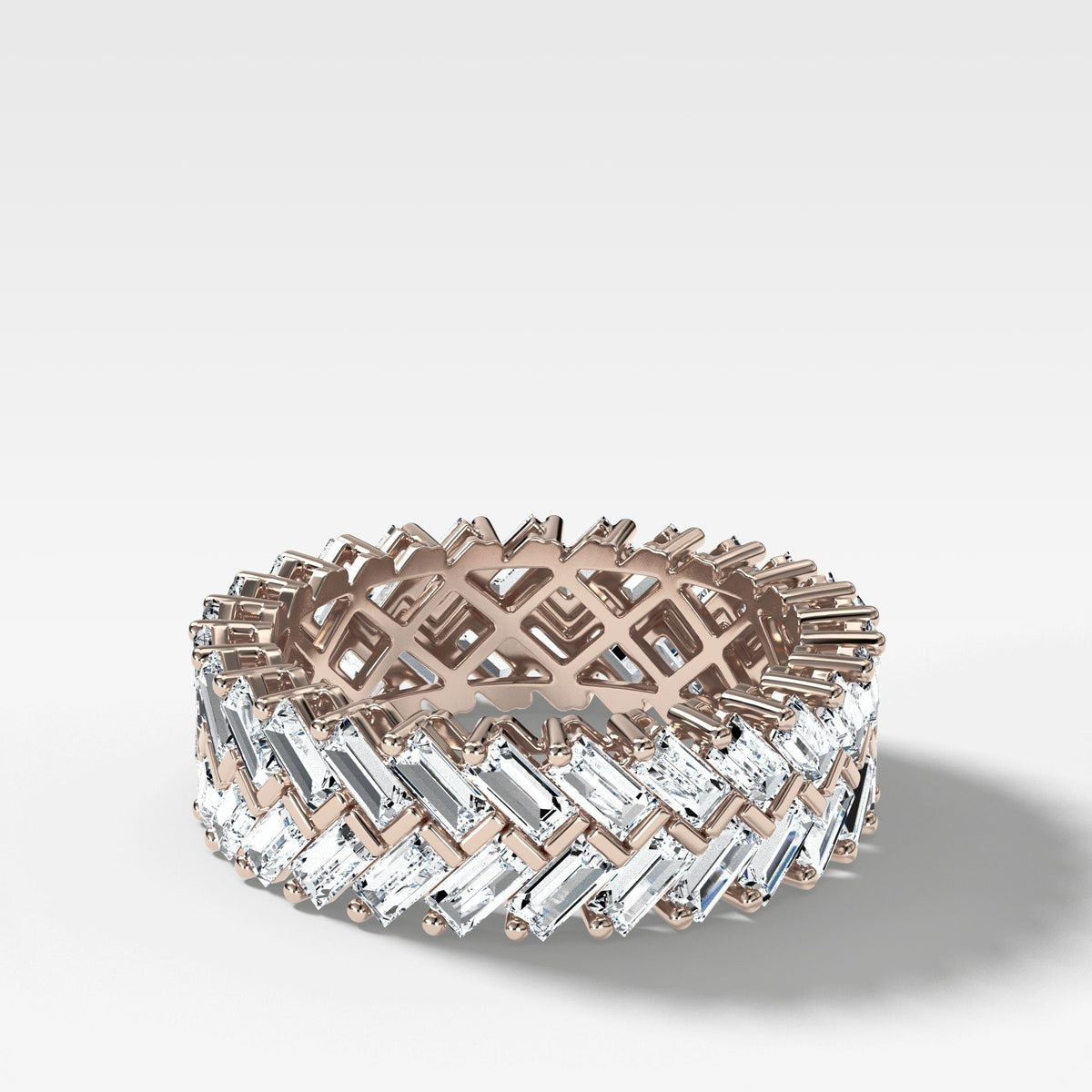 Double Row Baguette Eternity Band by Good Stone in Rose Gold