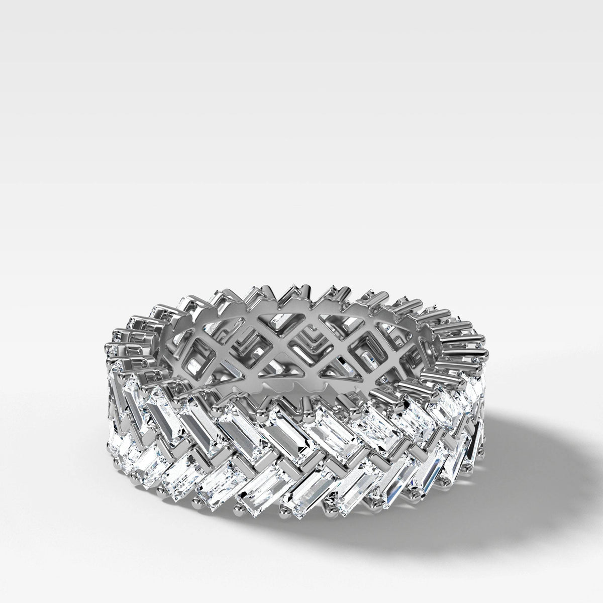 Double Row Baguette Eternity Band by Good Stone in White Gold