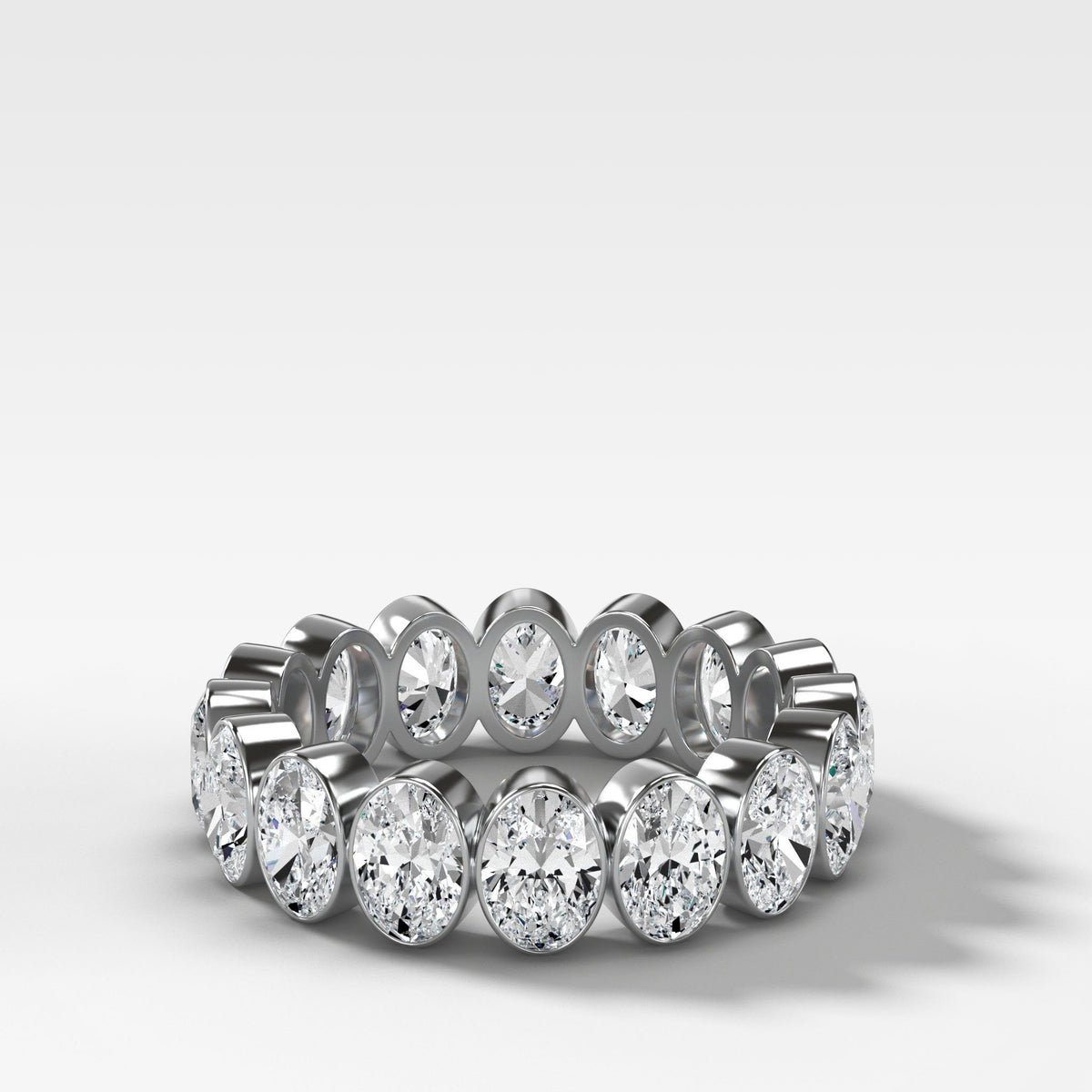 Bezel Set Eternity Band With Oval Cuts by Good Stone in White Gold