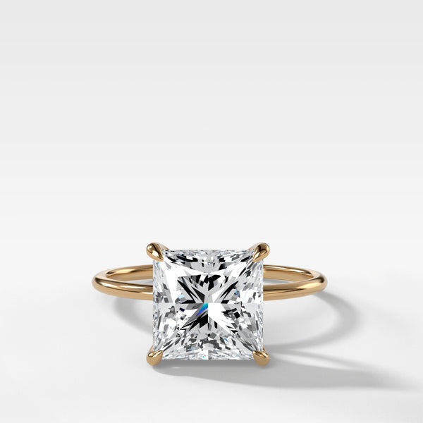 Thin Simple Solitaire Engagement Ring With Princess Cut Diamond
