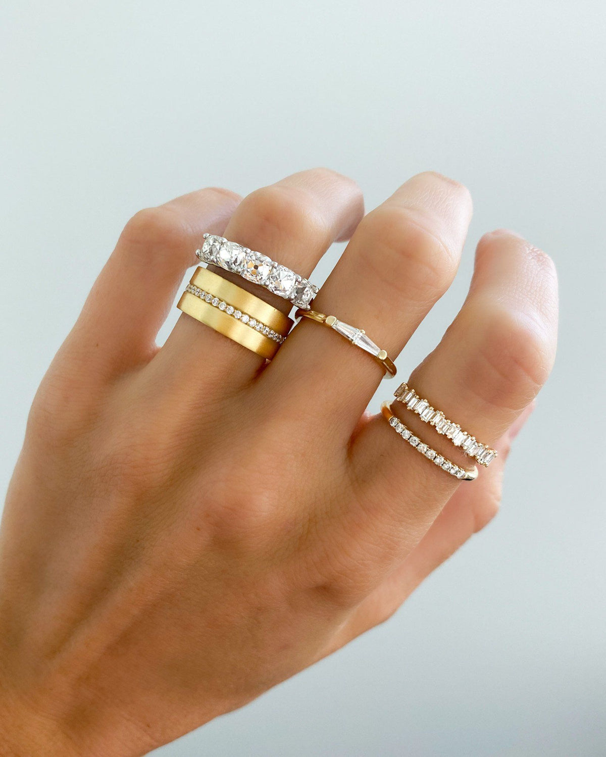 French Pavé Stacker by Good Stone available in Gold and Platinum