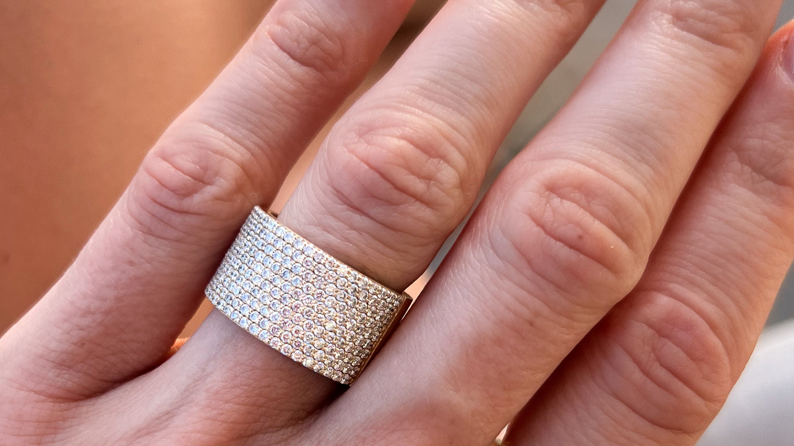 14k Double Row Micro Pave Diamond Ring with Baguette Diamond – FERKOS FJ